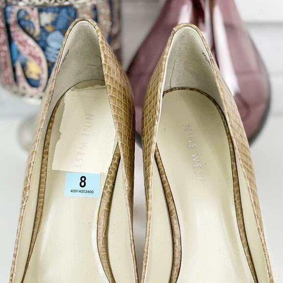 Nine West NWOT Leather Pumps in Ivory Croco - Picture 5 of 9